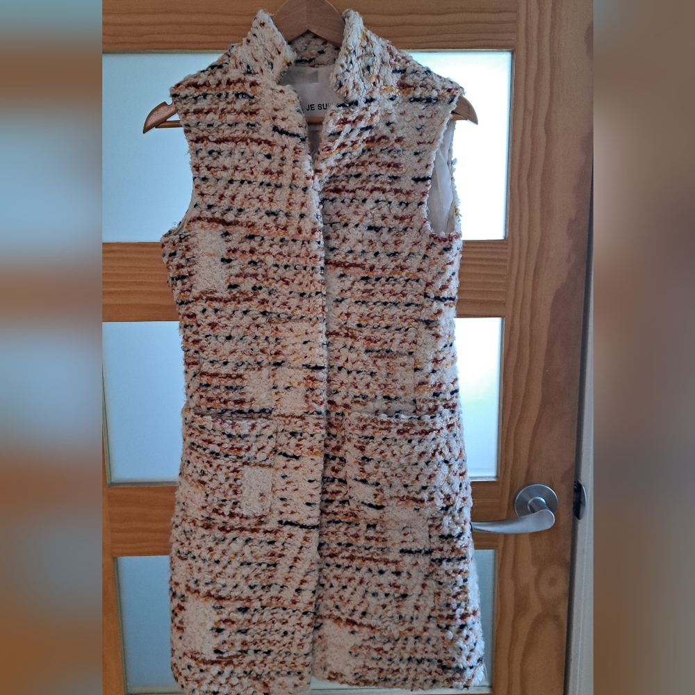Long structured tweed vest